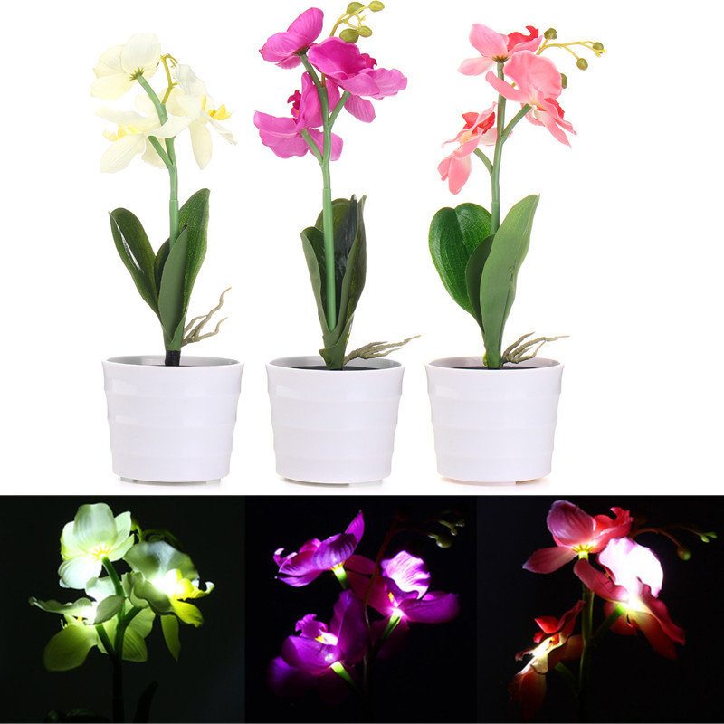 3led Solárne Napájaný Phalaenopsis Kvetinový Kolík Záhradný Dvor Svetlá Krajina Vonkajšia Dekorácia