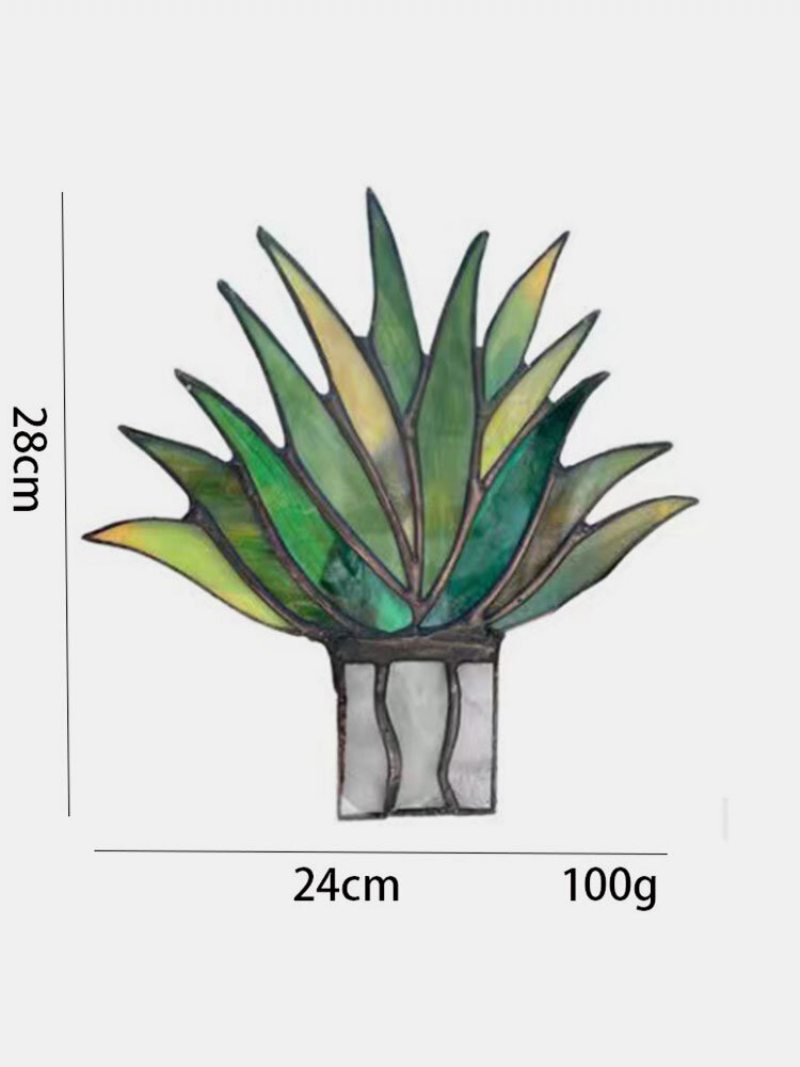 Akrylový Suncatcher Stained Agave Aloe Črepníková Rastlina Kvetináč Záhrada Home Ornament