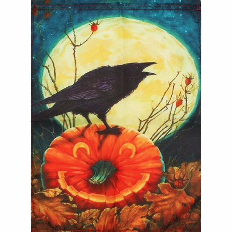 Cawwed Garden Flag Halloween Bats Full Moon Crows