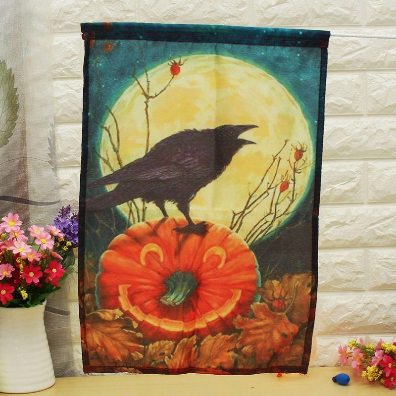 Cawwed Garden Flag Halloween Bats Full Moon Crows