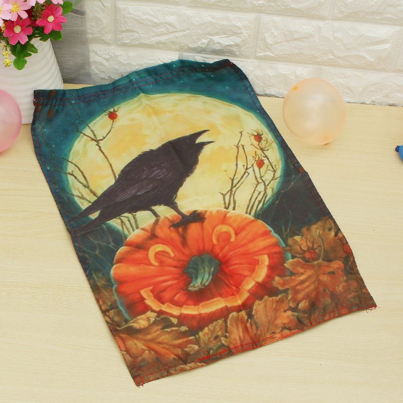 Cawwed Garden Flag Halloween Bats Full Moon Crows