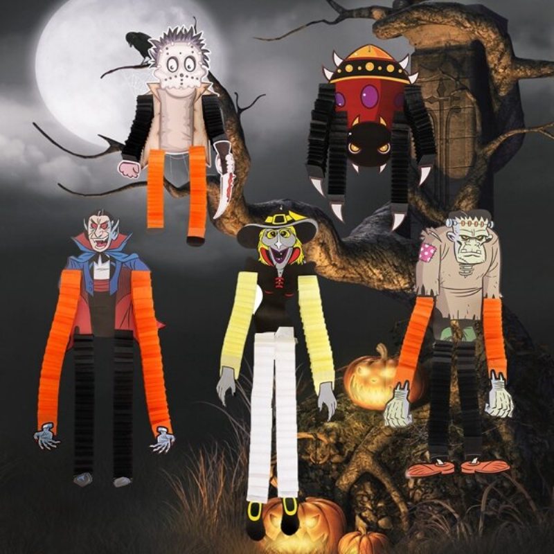 Halloweenske Party Dekorácie Rekvizity Zábavné Zavesenie Čarodejnice Kostra Papierové Strapce