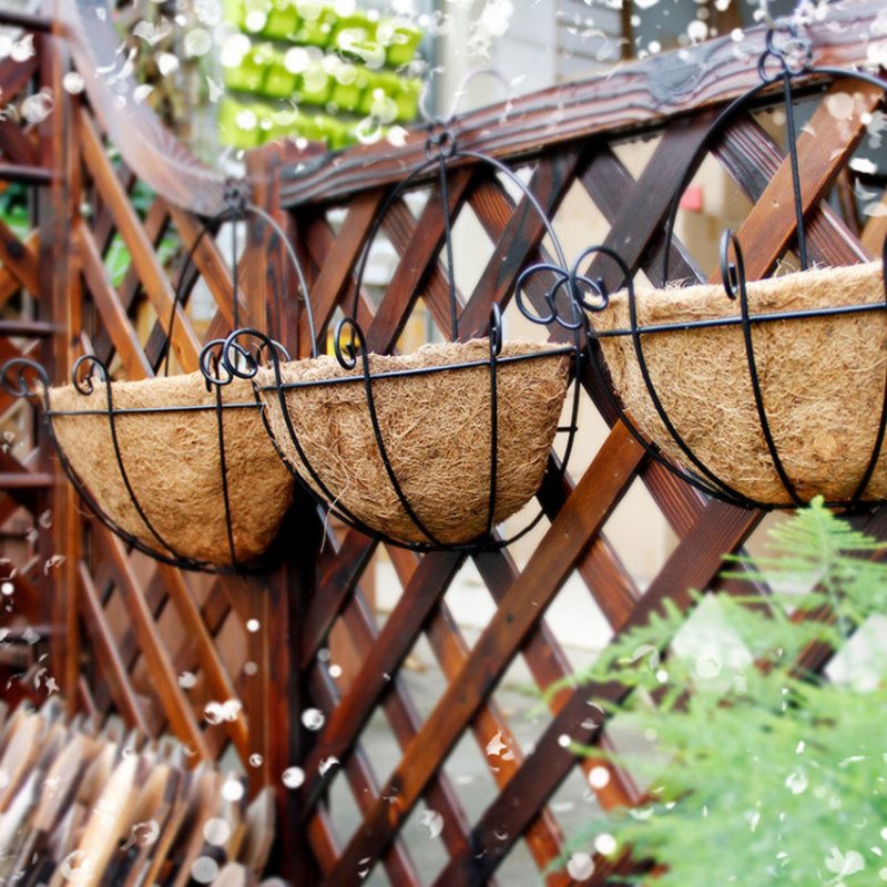 Kreatívny Železný Kvetináč Na Stenu S Ekologickou Kokosovou Vložkou Na Záhradný Balkón