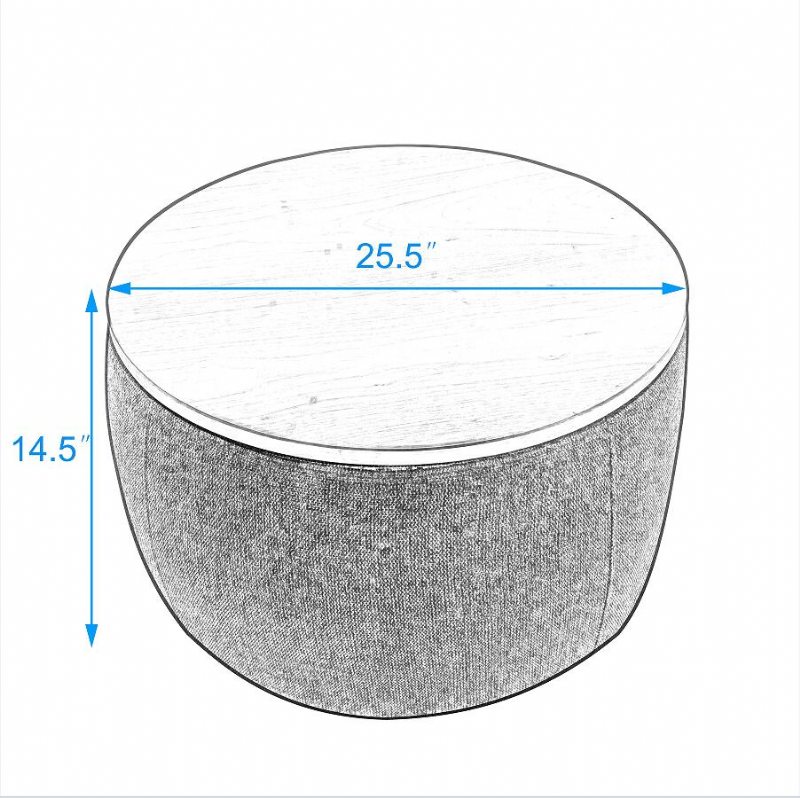 Okrúhly Úložný Priestor Osmanská Funkcia 2 V 1 Funguje Ako Koncový Stôl A Osmanské Námorníctvo (25.5x25.5x14.5 Palce)