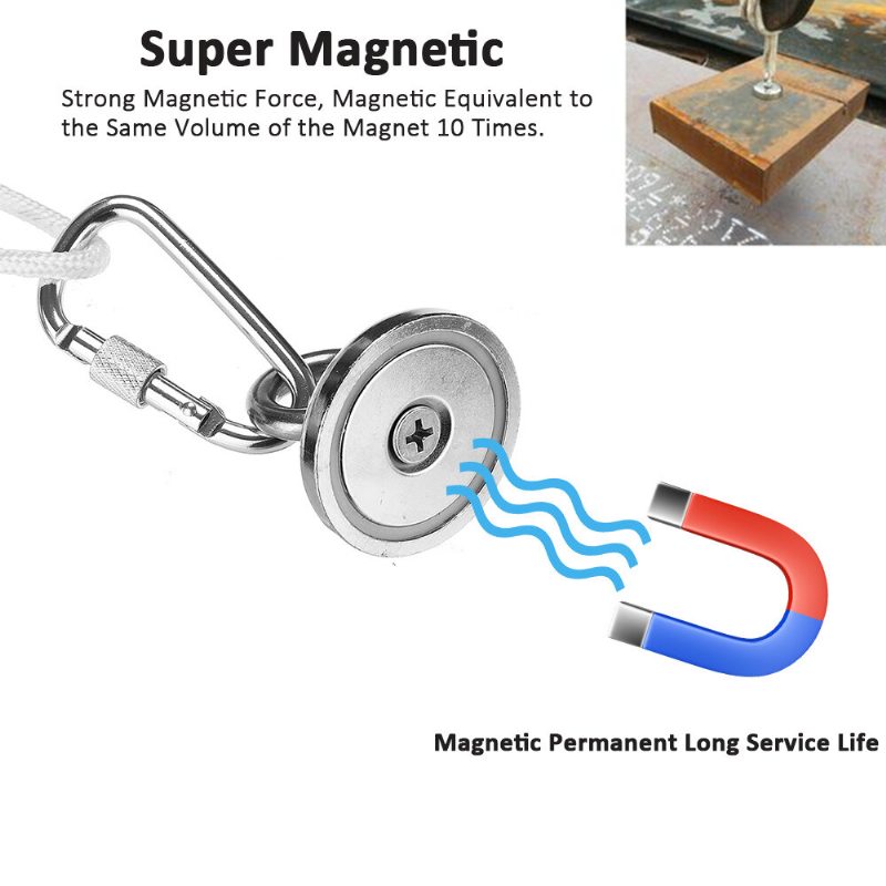 (s 10 M Lanom) 250/150/80 Kg Vysokovýkonné Rybárske Magnety Super Silná Ťažná Sila Okrúhly Neodymový Magnet S Okom Silný Magnetický Krúžok Záchrana