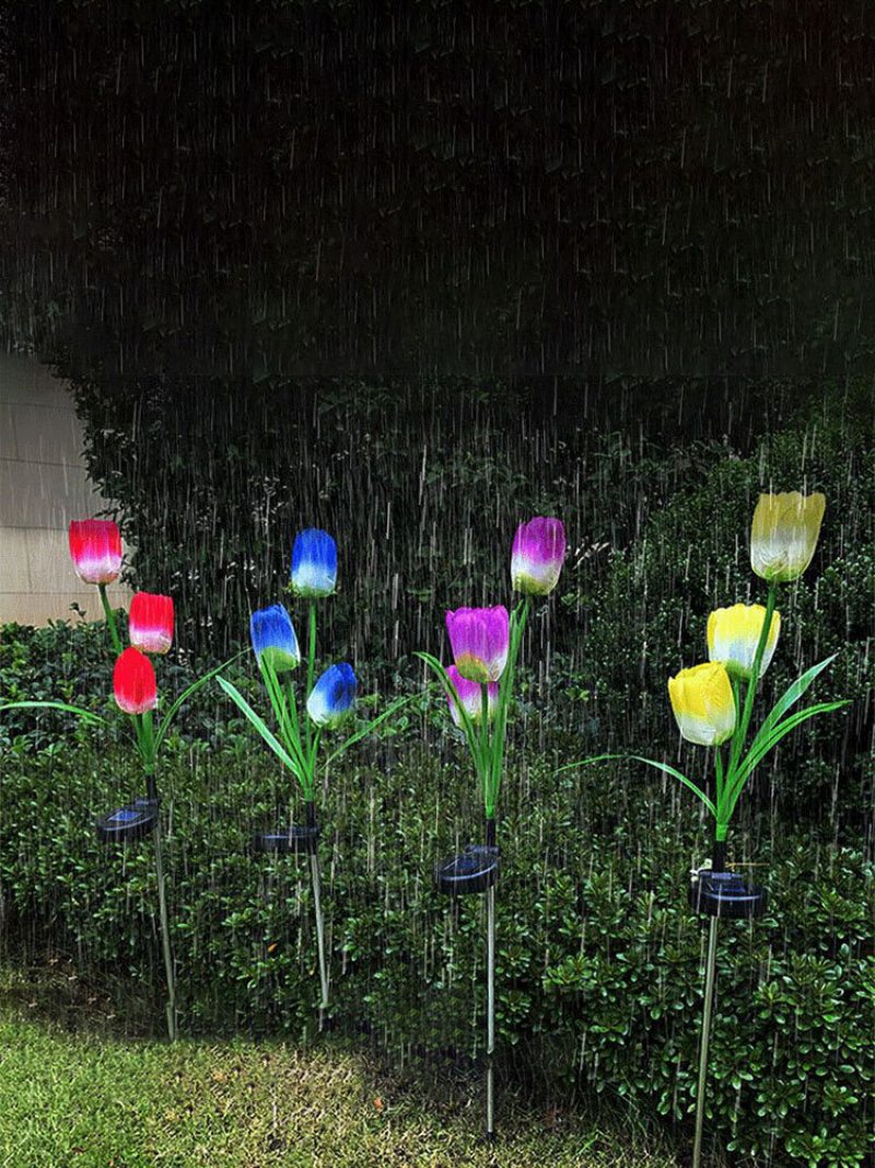 Solárne Napájanie Led Tulipánové Kvetinové Svetlo Úsporné Svietidlá Na Trávu Vonkajšie Záhradné Chodníky Dekorácia Do Dvora Lampa Na Krajinu
