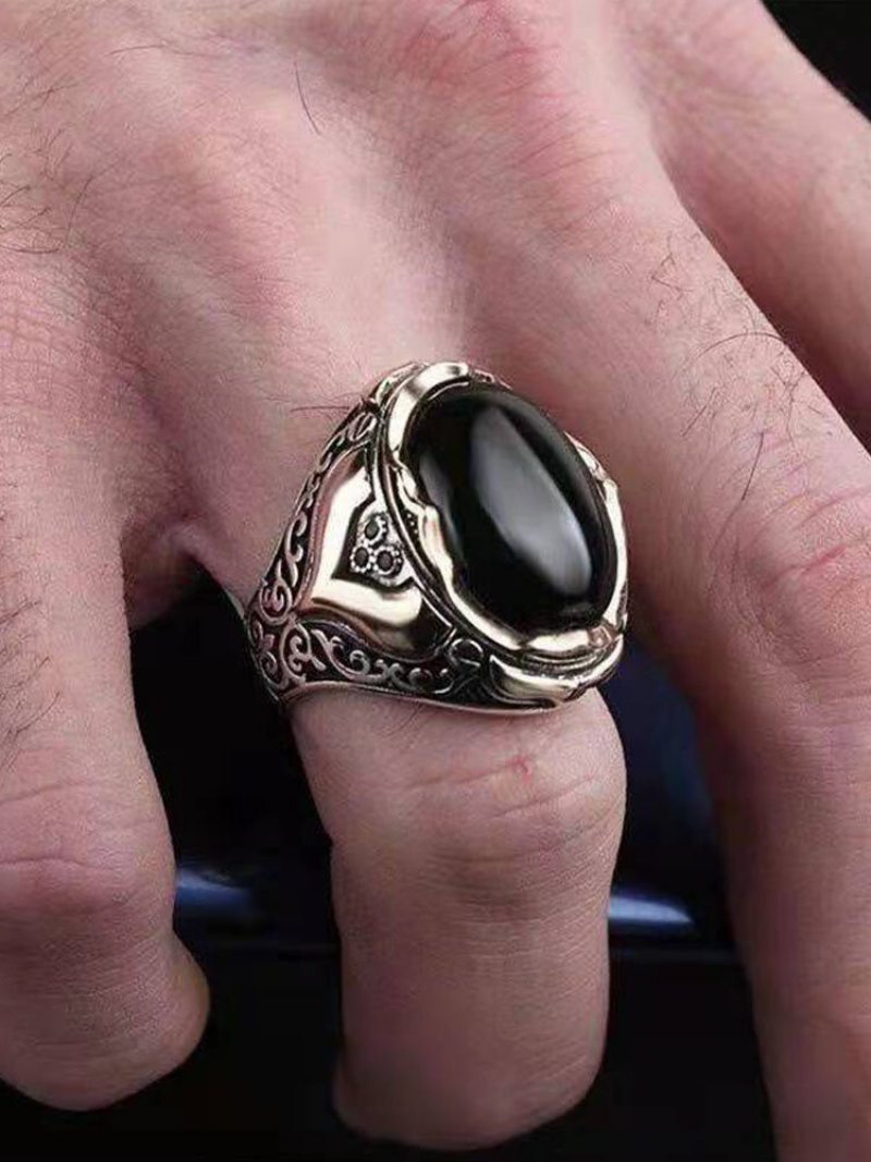 1 Ks Retro Jednoduchý Štýl Móda Osobnosť Achát Stone Ring