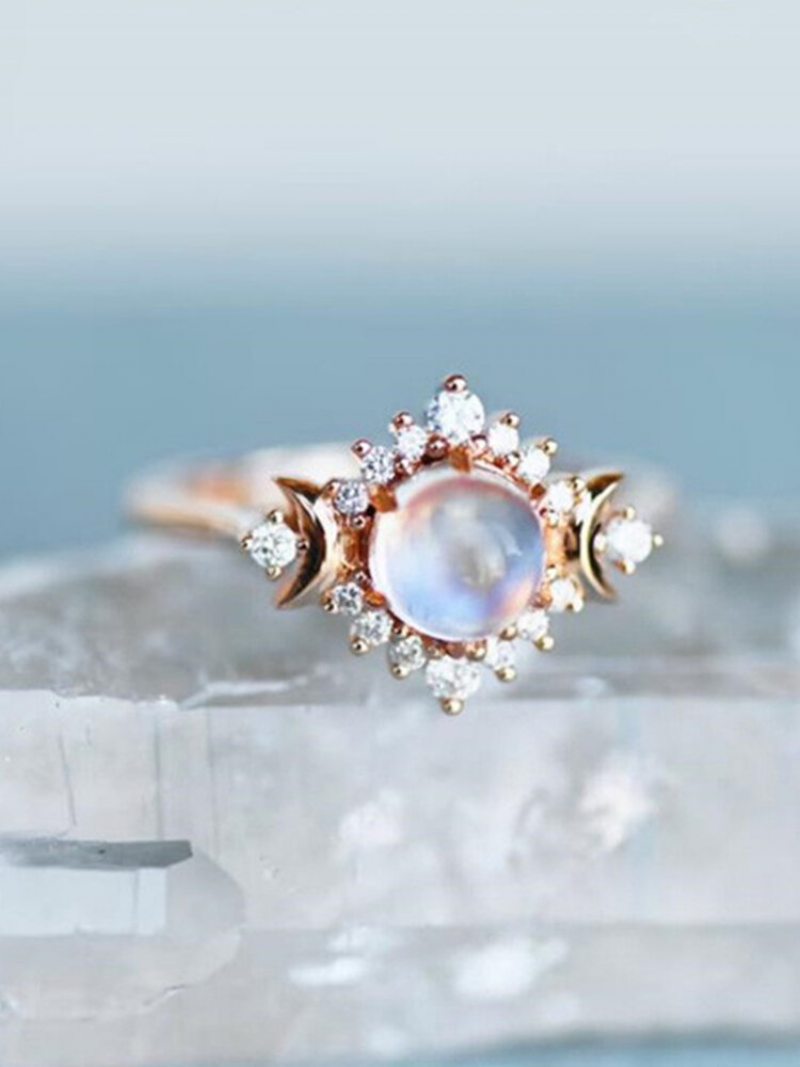 1 Ks Vintage Moon Sun Ornament Mesačný Kameň Valentínske Zliatinové Prstene