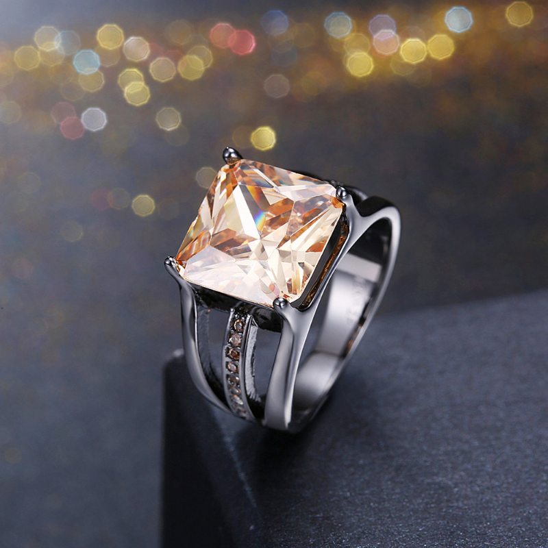 Dámske Elegantné Diamantové Prstene Inalis 12 mm S Čiernym Zirkónom