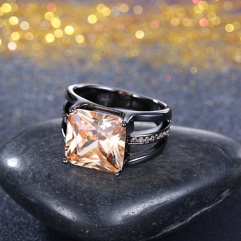 Dámske Elegantné Diamantové Prstene Inalis 12 mm S Čiernym Zirkónom