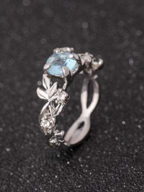 Elegantné Modré Krištáľové Strieborné Prstene Módny Prsteň V Tvare Listu Najlepší Darček Pre Ženy