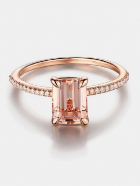 Elegantný Prsteň Z Ružového Zlata 18k Gold Zirkón Jednoduché Geometrické Prstene Na Ruky Šperky Pre Ženy