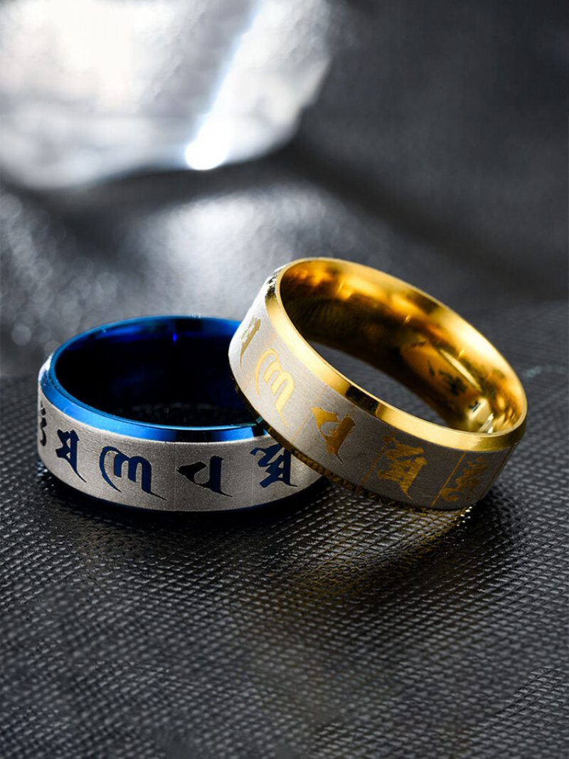 Jassy 1 Ks Budhizmus Z Nehrdzavejúcej Ocele Šesť Slov (om Mani Padme Hum) Viacfarebné Prstene