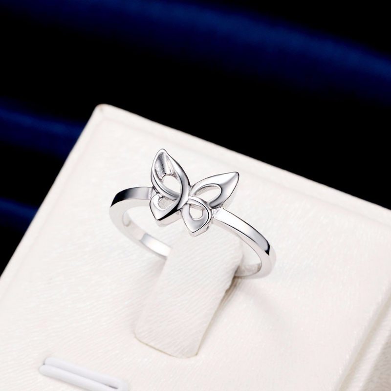 Jednoduchý Strieborný Prsteň S Motýľovým Uzlom Pre Ženy Ako Darček