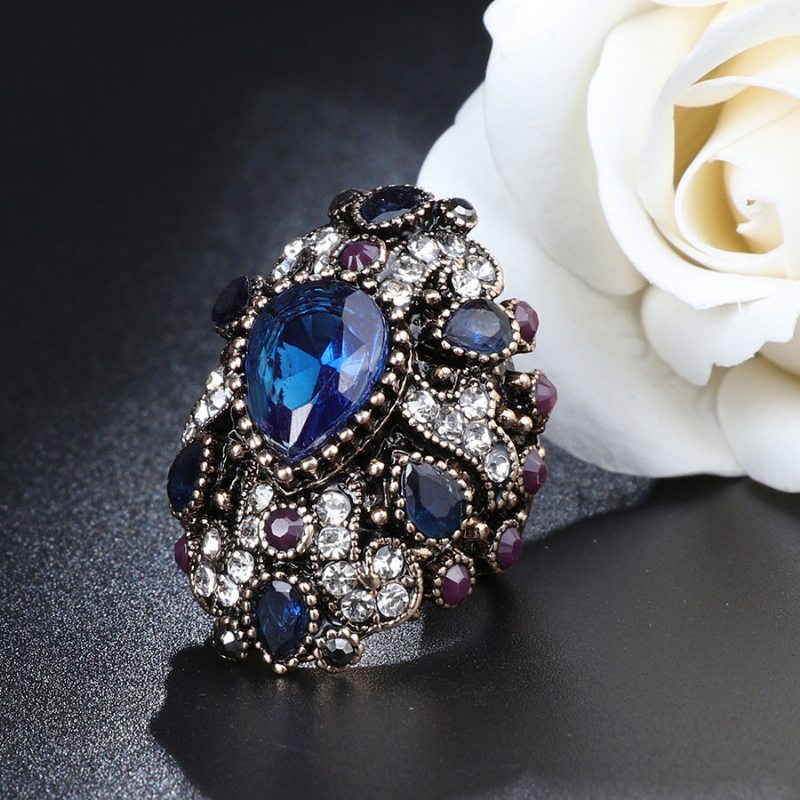 Luxusný Prsteň Na Prste Farebné Kryštálové Geometrické Pozlátené Prstene Etnické Šperky Pre Ženy