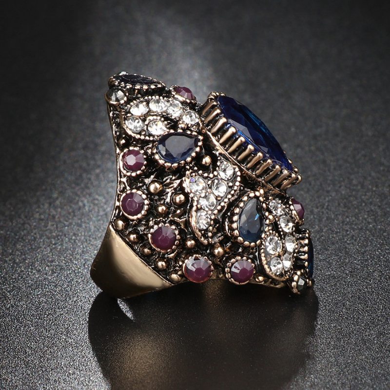Luxusný Prsteň Na Prste Farebné Kryštálové Geometrické Pozlátené Prstene Etnické Šperky Pre Ženy