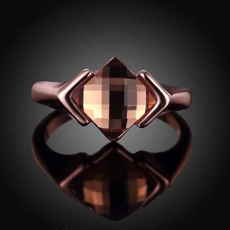 Luxusný Svadobný Prsteň Alloy Rhombus Glass Crystal Women Ring