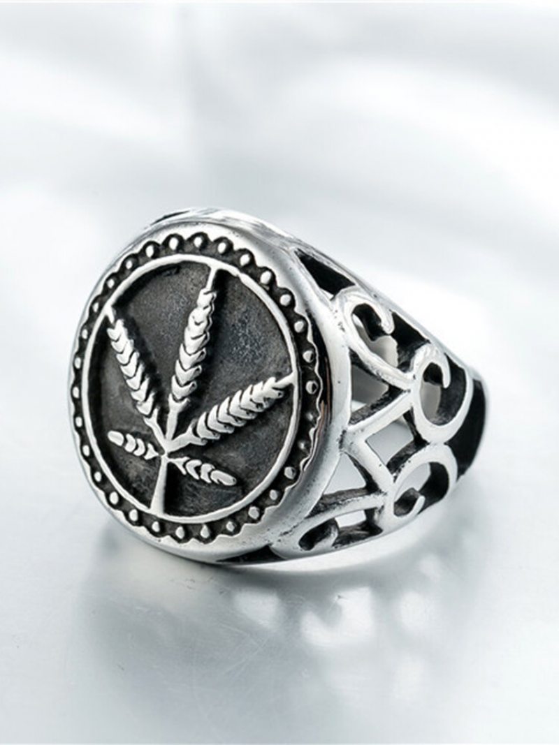 Punk Alloy Maple Leaf European And American Personality Ring