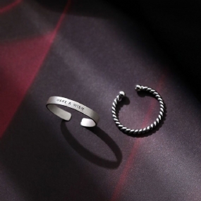 S925 Sterling Silver Letter Ring Dámsky Dizajn Sense Ins Simple Fashion