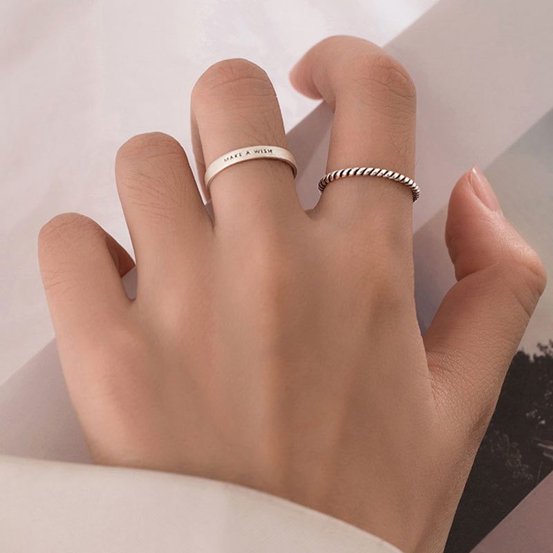 S925 Sterling Silver Letter Ring Dámsky Dizajn Sense Ins Simple Fashion