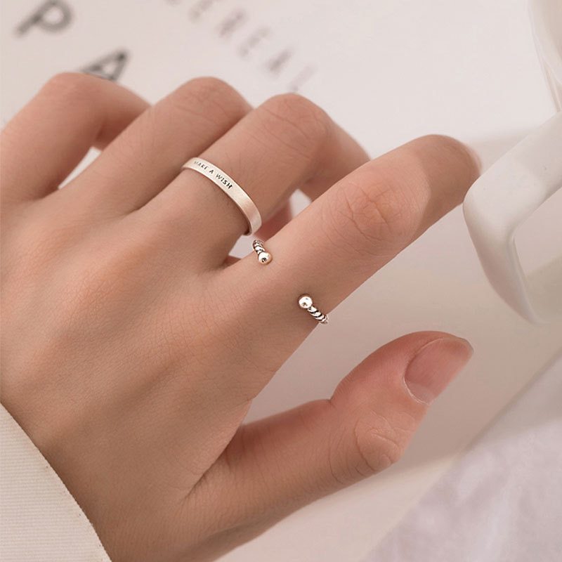 S925 Sterling Silver Letter Ring Dámsky Dizajn Sense Ins Simple Fashion