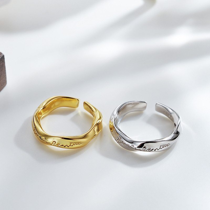 S925 Sterling Silver Ring Ins Jednoduché A Všestranné Mobius Skrútené Otvorené Prstene Pre Ženy