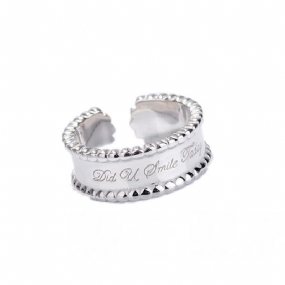 S925 Sterling Silver Vintage Anglická Abeceda Thai Ring Štýlový Okrúhly Prsteň S Korálkami