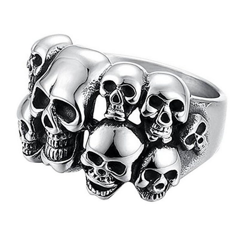 Skull Ring Európsky A Americký Dominantný Prsteň S Dvojitou Vrstvou Z Nehrdzavejúcej Ocele Ghost Head