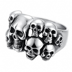 Skull Ring Európsky A Americký Dominantný Prsteň S Dvojitou Vrstvou Z Nehrdzavejúcej Ocele Ghost Head