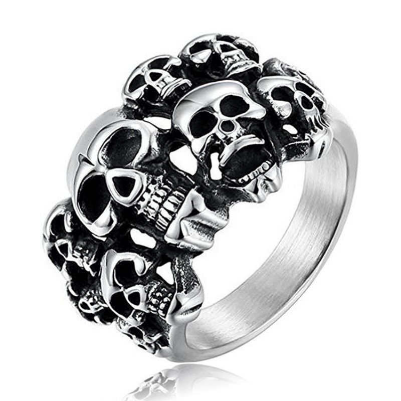 Skull Ring Európsky A Americký Dominantný Prsteň S Dvojitou Vrstvou Z Nehrdzavejúcej Ocele Ghost Head