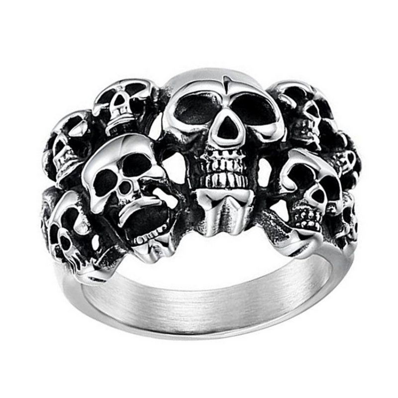 Skull Ring Európsky A Americký Dominantný Prsteň S Dvojitou Vrstvou Z Nehrdzavejúcej Ocele Ghost Head