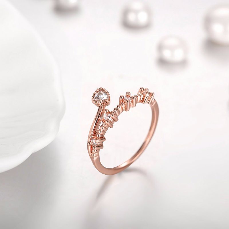 Sladký Luxusný Prsteň Rose Gold Heart Kamienkový Pre Ženy