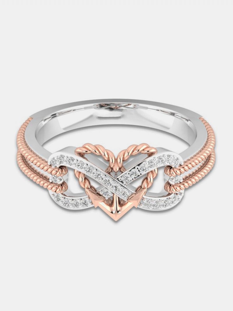 Špeciálny Zirkónom Vykladané Duté Platinové Prstene Infinity Knot Heart Cross Design Darček Pre Ženy