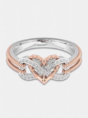 Špeciálny Zirkónom Vykladané Duté Platinové Prstene Infinity Knot Heart Cross Design Darček Pre Ženy