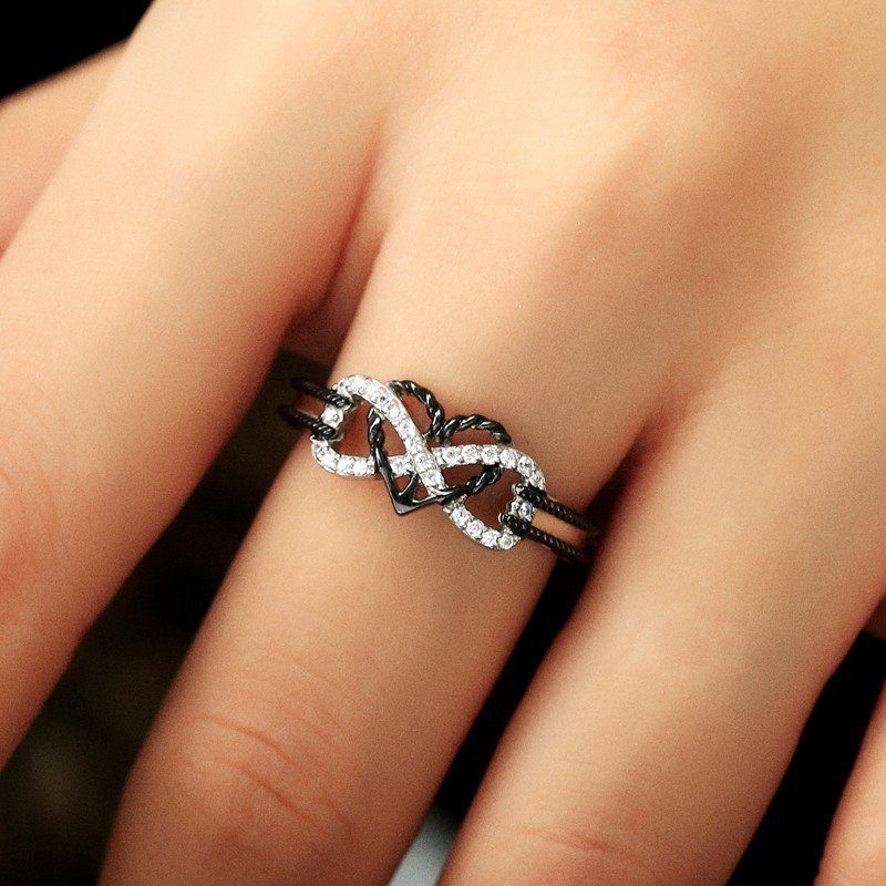 Špeciálny Zirkónom Vykladané Duté Platinové Prstene Infinity Knot Heart Cross Design Darček Pre Ženy
