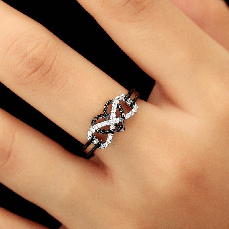 Špeciálny Zirkónom Vykladané Duté Platinové Prstene Infinity Knot Heart Cross Design Darček Pre Ženy