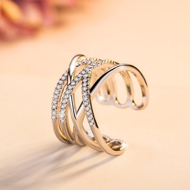 Stohovateľný Twining Clear Cz Prsteň Oslnivé Zirkónové Zásnubné Prstene Pre Ženy Darček K Šperkom