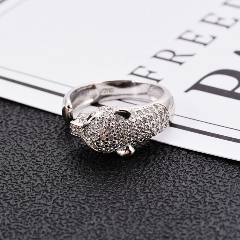 Štrasový Krištáľový Prsteň Leopard Hlava Snubný Značky Šperky Vianočný Darček Ženy Prstene