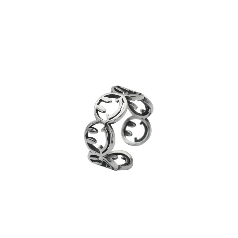 Strieborný Prsteň 925 Sterling Retro Smiley Ring Elegantný Osobnosť Temperament Dámsky Smile