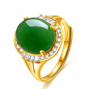 Štvorcový Diamantový Chalcedónový Prsteň Vykladaný Jade Field Darček So Zeleným Nefritom Pre Matku A Dievčatá