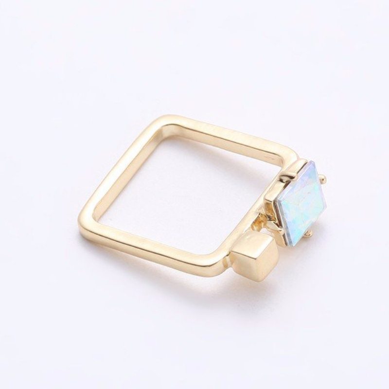 Štýl Vyvažovania Bohemian Ring Alloy Square Rainbow Kamienkový Prsteň