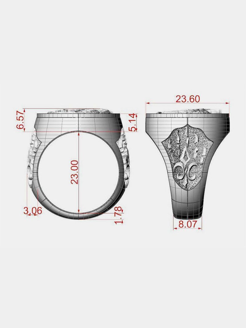 Trendy Štýlový Vyrezávaný Vlčia Hlava A Vlčí Pazúr Geometricky Tvarovaný Medený Tesniaci Prsteň