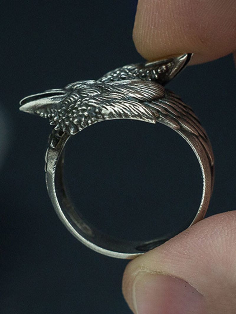 Vintage 925 Postriebrený Dámsky Prsteň Two Crow Men Ring Šperky