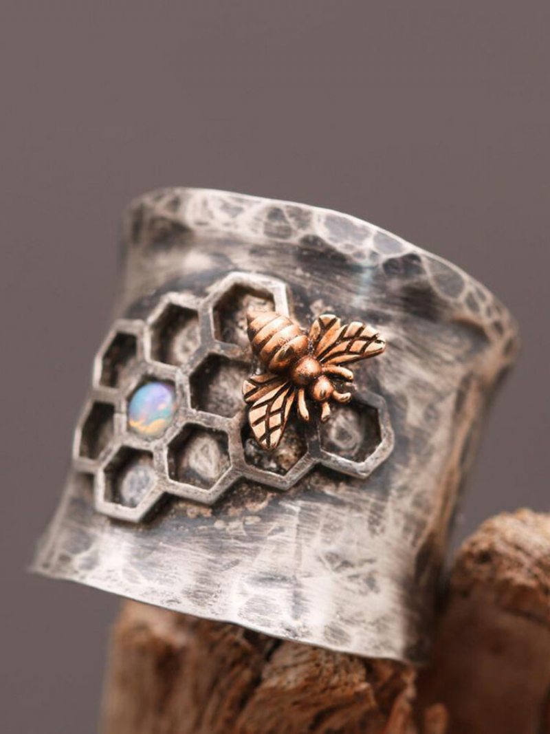 Vintage Carved Bird Women Ring Bee Honeycomb Darčekové Šperky