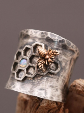 Vintage Carved Bird Women Ring Bee Honeycomb Darčekové Šperky