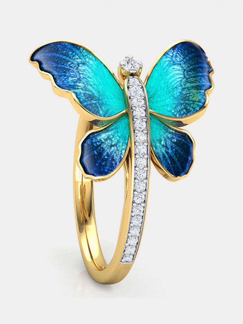 Vintage Insect Women Ring Gradient Butterfly Diamond Šperky