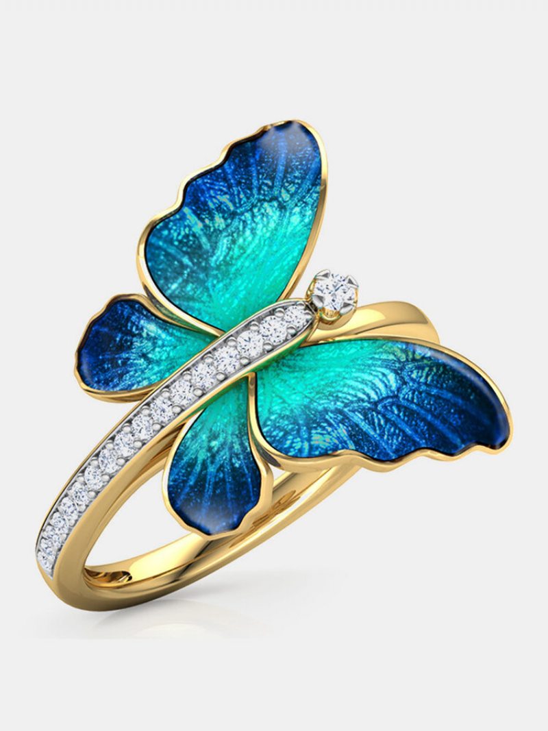 Vintage Insect Women Ring Gradient Butterfly Diamond Šperky