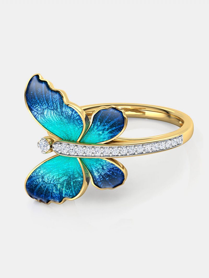 Vintage Insect Women Ring Gradient Butterfly Diamond Šperky