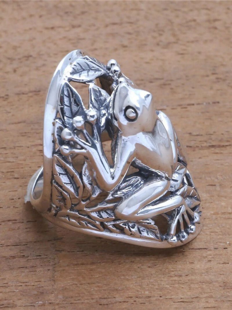 Vintage Kovový 3d Prsteň S Dutou Žabou Funny Animal Ring