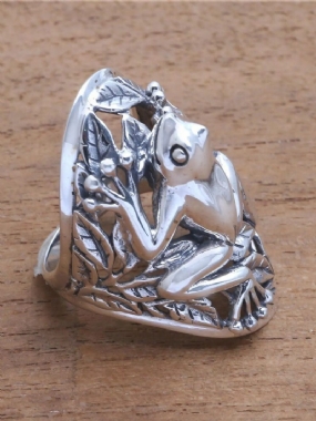 Vintage Kovový 3d Prsteň S Dutou Žabou Funny Animal Ring